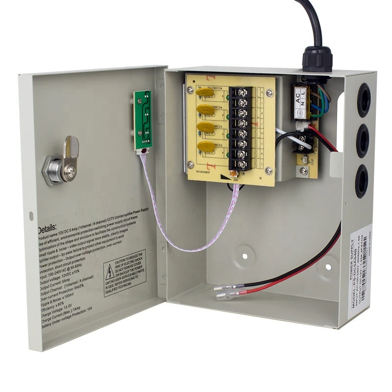 Access Control for CCTV camera 12V 5A 4 channels DC power supply box without Battery