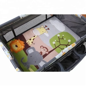 Adjustable kids playpen metal frame baby playpen bed with diaper tray