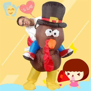 Adults Thanksgiving Christmas Inflatable Ride on Turkey Costume Halloween Cosplay Costume Holiday  Mascot Air Blow Up Suit