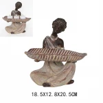 African woman man sitting plants holder vase resin crafts supplies for front door decoration