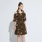  china production prints chiffon dress women homecoming dress