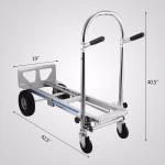 Aluminum Hand Truck 3 In 1 Folding Hand Trucks 770LBS Convertible Hand Truck and Dolly Utility Cart Heavy Duty with Flat Wheels