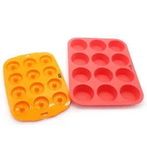 Amazon flexible cake tool food grade oven safe silicone rubber cup cake mould for baking