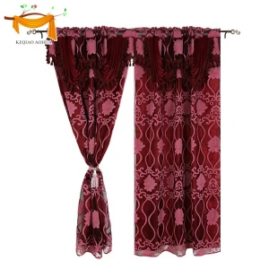 American style 2020 new jacquard yarn fabric curtain with lace drape and 2-layer lining
