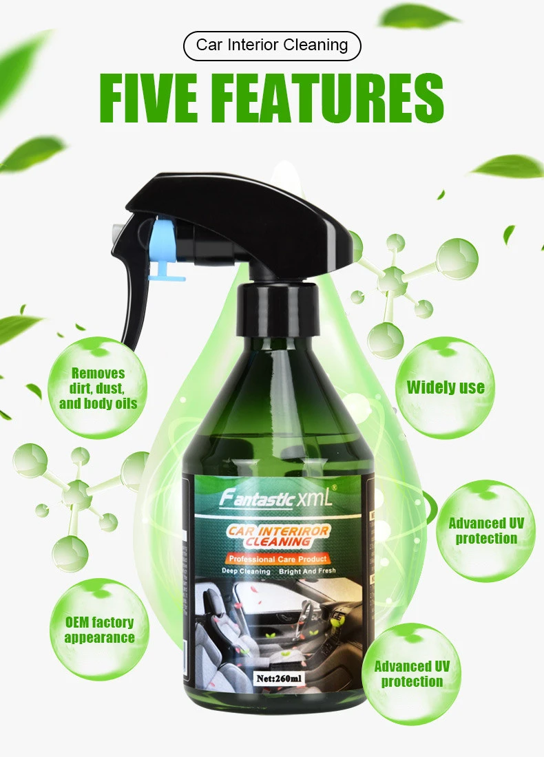 Automotive Interior Cleaner All Purpose Cleaner for Car Carpet Upholstery Leather Cloth Plastic Seats