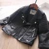autumn fall pu pink black kids leather jackets for girls jacket baby coat casual children clothes wholesale outfit