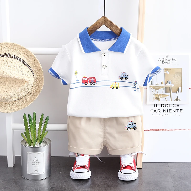 Baby boy Clothes kids apparel wear Clothing Vendors Children Summer pure color Designer t-shirt+pants Suits cotton Wholesale