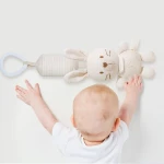 Baby Toy Cartoon Animal Stuffed Hanging Rattle Toys, Baby Bed Crib Car Seat Travel Stroller Soft Plush Toys with Wind Chimes