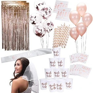 Bachelorette Party Supplies Kit Bride To Be Tattoo Kits Sash Plastic Straw Bridal Veil Bridal Shower Bride To Be Decoration