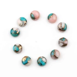 Beautiful Smooth Calibrated Cabochons 12mm Round Shape Wholesale for jewelry making Loose Pink Opal Copper Turquoise Gemstone