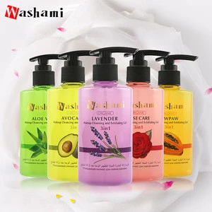 Best selling popular 250ml beauty private label skin care face scrub gel cleansing 3 in 1 make up remover