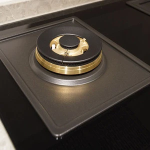Black High Temperature Tempered Glass Built-in Gas Cooktop