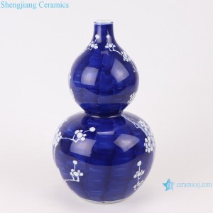 Blue and White Plum Porcelain Gourd Vases for Home Furniture