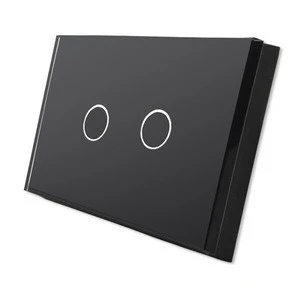 BSEED US UK EU 16A 250V 2 Gang 1 Way Touch Sensing Pad with Luxury Glass Panel Light Switch Faceplate 2 Gang