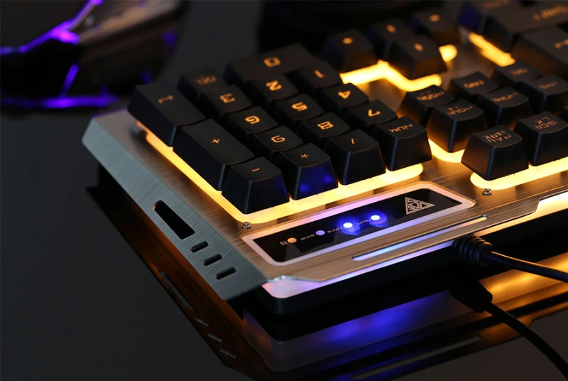BUBM Waterproof Metal LED Kit Combo Mechanical Game Gaming Keyboard and Mouse