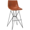 Bucket Seat Cafe Mid-Century Modern Design Faux Leather Club Industrial Pub Retro Kitchen Room Stool Metal Wire Base Bar Chair