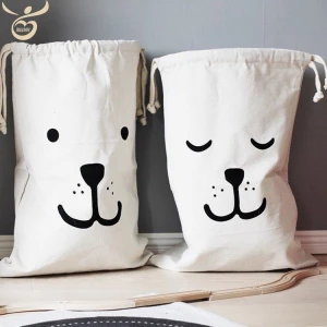 Canvas Laundry Bags Household Soft Cloth Fabric Cotton Drawstring Organizers Storage Sorting Boot Bags