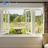 casement windows with security mesh powder coated top quality aluminium double panel french casement window