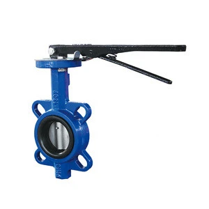Cast iron lever operated rubber lining wafer type butterfly valve for cement