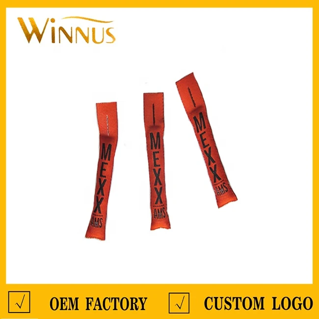 cheap customize brand logo name cloth fabric zip puller woven zipper pulls