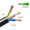 Chinese 3G 0.5MM 1.5M Black PVC extension wire for electric Home appliance power cord cable