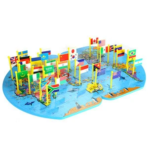 Classic Puzzle World Map Toy Children awareness national flags three-dimensional puzzle educational toys