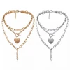 Clavicle Chain Boho Choker Jewelry Multilayer Paperclip Necklace Gold Plated Heart Necklace Choker
