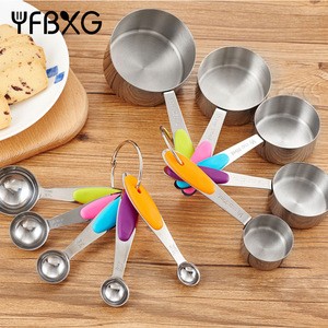 colored silicone handle measuring cups and measuring spoons set stainless steel