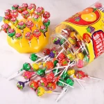 Colorful fruity flavor sweet ball shape lollipop candy