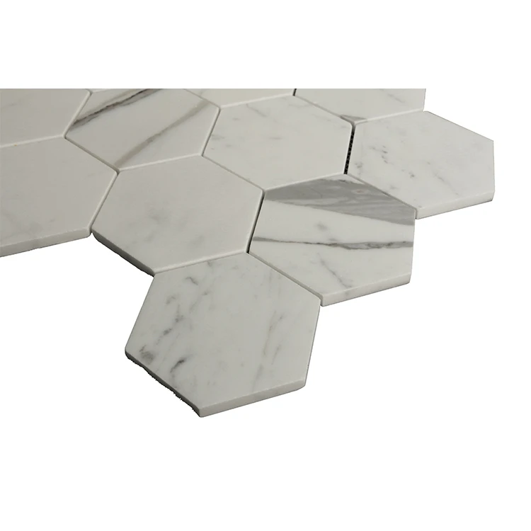 Colorize china foshan wall interior decoration hexagon chip marble stone mosaic tile with meshback