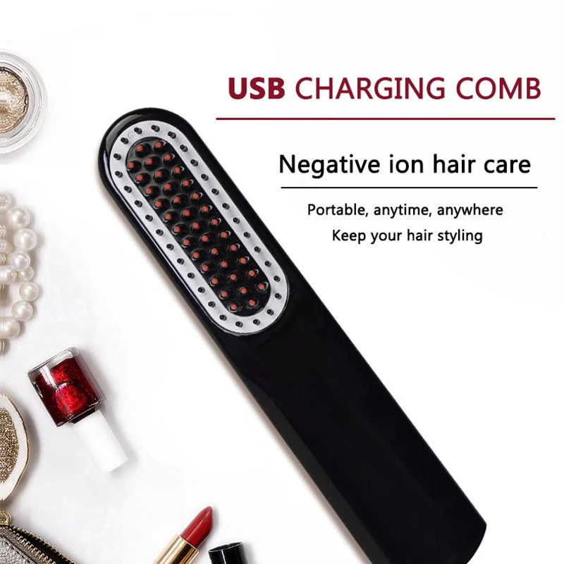 Cordless USB Rechargeable Electric Comb Hair Straightener Irons Brush Styling USB Charging Hair Styling Accessory