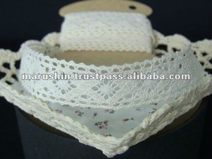 Cotton lace trim for hair accessories and garment accessories.