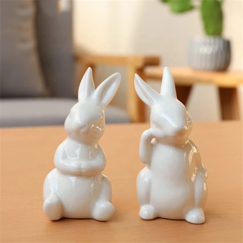 Creative factory handmade ceramic easter rabbit decoration gift crafts