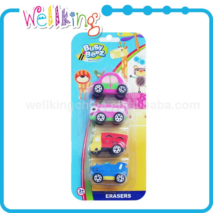 Creative student gift promotion custom Shaped cheap pencil head 3D rubber eraser lovely back to school kit animal cartoon etc
