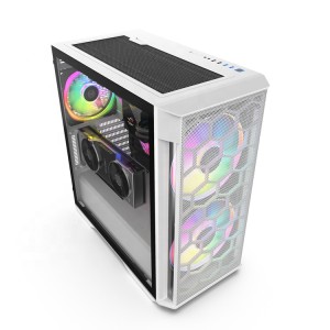 CS02 White USB3.0 7 Expansion PCI Slots 180mm CPU Cooler 420mm Water Cooling System 4.0mm Tempered Glass Computer Case Gaming