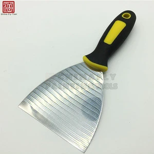 CTSC006 wholesales price 3inch  yellow color rubber handle stainless steel mirror polishing blade  scraper putty knife