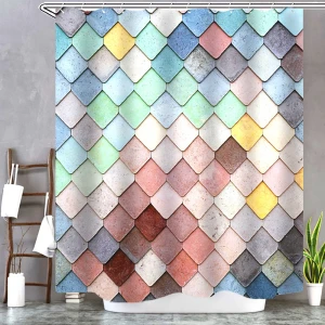 Custom 3D Printed Waterproof Luxury Polyester Fabric Bathroom Shower Curtain With Hooks New Products  Wholesale Hot Sale