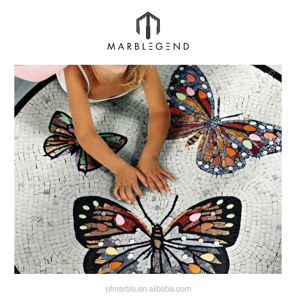 custom beautiful butterfly marble flooring stone mosaic tile pattern