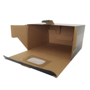 Custom color OEM size E fluted folding corrugated cardboard box with clear window