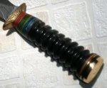 Custom handmade double edge beautiful damascus steel with buffalo horn handle