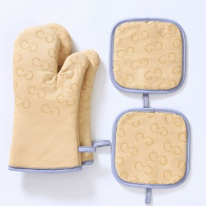 Custom High Quality Printed Cute Cotton Heat Resistant Oven Gloves Pot Holders Set
