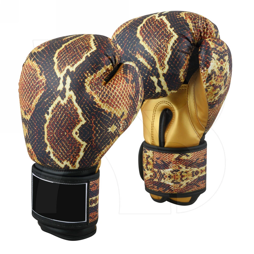 Custom Logo 100% Leather Made Boxing Gloves Muay Thai Kick Boxing Punching MMA Training Gloves Made In New Printing Design