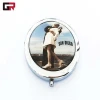 Custom Metal Folding Small Frame Round Cosmetic Make Up Antique Hand Pocket Compact Makeup Mirror