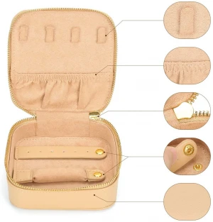 Custom Portable Velvet Square Travel Joyero Organizador Box Ring Earring Jewelry Box Jewellery Storage Case