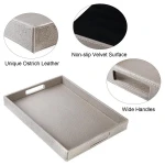 Custom PU Leather Serving Tray Leather Food Tray