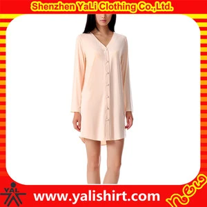 Custom wholesale modal long sleeve nightshirts women night gown for ladies