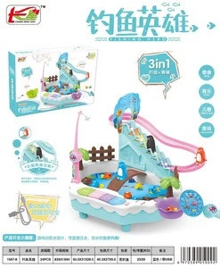 Customizable Kids USB and Battery powered Penguins climbing stairs Go fishing toy