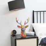 Customization Colourful Resin Crafts Water Transfer Printed Deer Head Statue