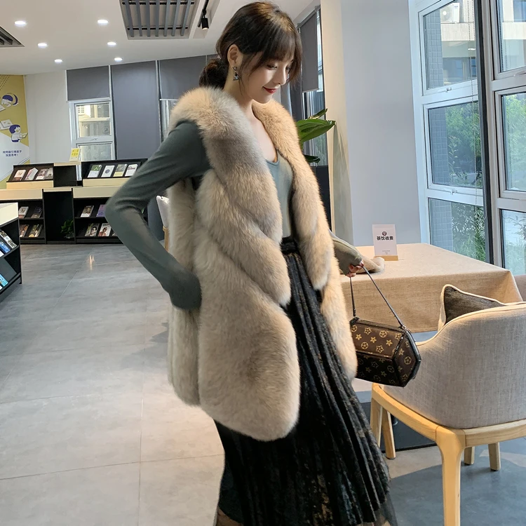 Customize Fashion Ladies Genuine Fox Fur Gilets Winter Women Warm Real Fox Fur Vest