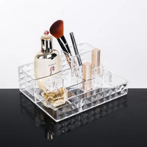 Customized Acrylic Desk Box Storage Box Make up Organizer With Diamond Shape